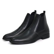 Giày da chelsea boots đen trơn MĐ G1071 thời trang có khâu đế