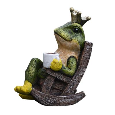 Frog Ornament Outdoor Relaxing Resin Animal Figurine Decoration for Patio Lawn Yard Decorate