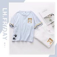 LH.Friday ? ?  เสื้อยืดสีพื้นสกรีนลายเจ้าเหมียวสุดน่ารัก  ?  ผ้าคอตตอน ลุคสตรีท เรียบง่ายและหลากหลาย ⛱ ?