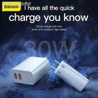 Hjghfhf เครื่องชาร์จ Baseus 30W ที่ชาร์จเร็ว3.0ปลั๊กตัวแปลงผนังที่ชาร์จ1M Type-C ไป