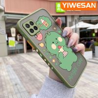 YIWESAN เคสปลอกสำหรับ Samsung Galaxy A22 4G A22 5G,M22ลายการ์ตูนไดโนเสาร์น้อยน่ารักดีไซน์ใหม่ฝ้าบางแข็งขอบเคสนิ่มใส่โทรศัพท์คลุมทั้งหมดเคสป้องกันทนแรงกระแทกเลนส์กล้องถ่ายรูป