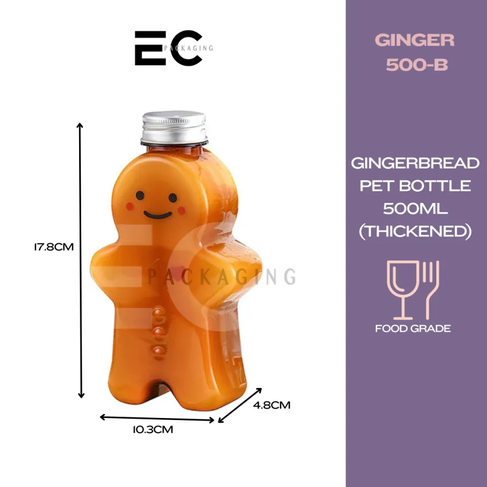 Gingerbread Man Water Bottle 500ml Cute Cartoon Safe Drinking Cup