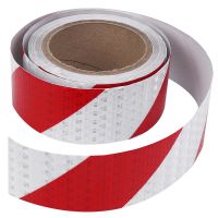 10m x 5cm Safety Warning Tape Reflective Tape Self adhesive Tape Reflective Strip Traffic Reflective Stickers Color: red + white