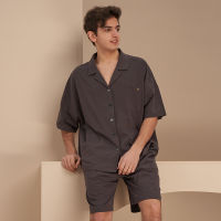 Spot Couple Pajamas MenS Spring And Summer Short -Sleeved Solid Color Hong Kong Wind Retro Can Wear