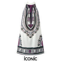 iCONiC PURPLE WHITE BOHO DRESS เดรสสั้น ยาว80cm ฟรีไซส์ เดรสผ้ายืด ผูกโบว์หลัง ช่วงคอ ผ้านิ่มมาก เดรสลายพิมพ์  เดรสไฮโซ เดรสแฟชั่น เดรสชายทะเล