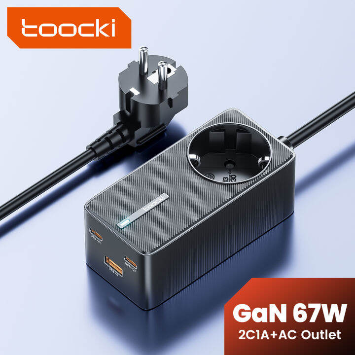 Toocki 67W ปลั๊กไฟ Gan กับตัวจ่ายไฟกระแสสลับโทรศัพท์มือถือที่ชาร์จ ...