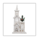 1 Piece Christmas Village Christmas LED Church Light House Snow Scene White Wood for Christmas Desktop Ornament