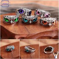 LIKOYUY ปีศาจ ของขวัญ Retro Animal Style Statement Ring Open Adjustable Owl Eye Vintage Ring