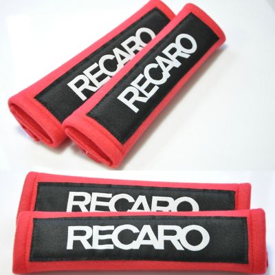 2pcs JDM RECARO Cotton Seat Belt Cover Soft Harness Pads seatbelt Shoulder Pad Red/Black