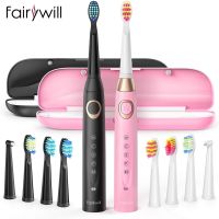 HOKDS Fairywill Electric Sonic Toothbrush 5 Modes Replacement Heads Waterproof Rechargeable Powerful Cleaning Heads Toothbrush