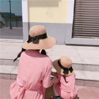 childrens hat foldable girls straw hat亲子帽子母子母女大檐出游防晒遮阳帽儿童帽子可折迭女童草帽