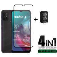 4-in-1 สำหรับ Motoroal Moto G30 สำหรับ Moto G30 กระจกนิรภัยเต็มรูปแบบกาว HD ฟิล์มป้องกันหน้าจอสำหรับ Moto G30 เลนส์แก้ว-TIOH MALL