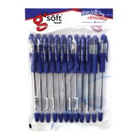 ปากกาลูกลื่น จีซอฟท์ หมึกสีน้ำเงิน 0.38 มม. รุ่น HI-GRIP x12 ด้าม G-Soft Ballpoint Pen Blue 0.38 mm #HI-GRIP x 12 Pcs