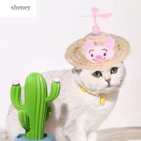 SHENEY ทอด้วยมือสายรัดปรับได้ในฤดูร้อนที่น่ารักสำหรับอุปกรณ์ประกอบฉากการถ่ายภาพสุนัขหมวกบังแดดอุปกรณ์สำหรับสัตว์เลี้ยงสุนัขหมวกฟางแมวหมวกชาวประมง