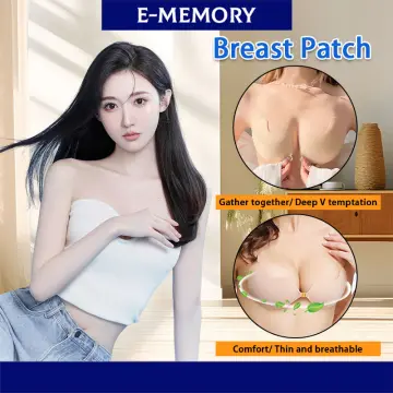 2pcs Women Strapless Bra Gather Chest Patch Breathable Non-slip Push-up  Invisible Bra
