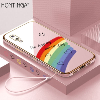 Hontinga เคสโทรศัพท์สำหรับ Samsung Galaxy A02 M02,เคสโทรศัพท์ทรงสี่เหลี่ยม TPU นิ่มชุบโครเมียมหรูหราสีรุ้งป้องกันกล้องป้องกันเคสยางสำหรับเด็กผู้หญิง