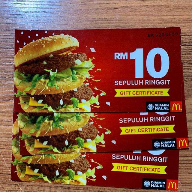 可在全马Mcd当现金使用的McD Voucher 现金券 5pcs*RM10 (100% ori) 2024exp | Lazada