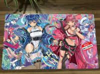 Yugioh Playmat Evil Twins Ki-Sikil &amp; Lil-La TCG เสื่อเทรดดิ้งการ์ดเกมเกมกระดานแผ่นรองเมาส์แบบกำหนดเองเขตแผ่นรองปูโต๊ะและ Tas Free