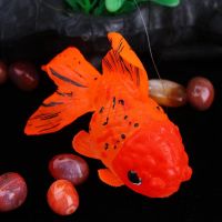 Aquarium Artificial Tank Decoration Fake Decor Goldfish Ornament Silicone Floating Moving Fishes Luminous Orange Realistic