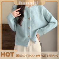 hanshi [2023 new HOT FASHION] lazlook เสื้อโค้ทถักแบบกระดุมแถวเดียวสำหรับผู้หญิงเสื้อคาร์ดิแกนแขนยาวคอกลม