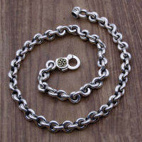 New Domineering Cherry Blossom Clasp Thick Necklace Silver Figure 8 Chain Handmade Male Necklace Jewelry Accessories