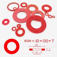 20/100pcs M2 M2.5 M3 M4 M5 M6 M8 M10 M12 M14 M16 Red Steel Paper Insulating Flat Washer Insulation Plain Gasket Pad Ring Spacer