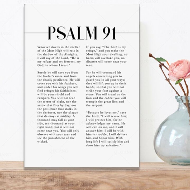 Psalm 91 Scripture Wall Art Canvas Painting Bible Verse Artwork Poster ...