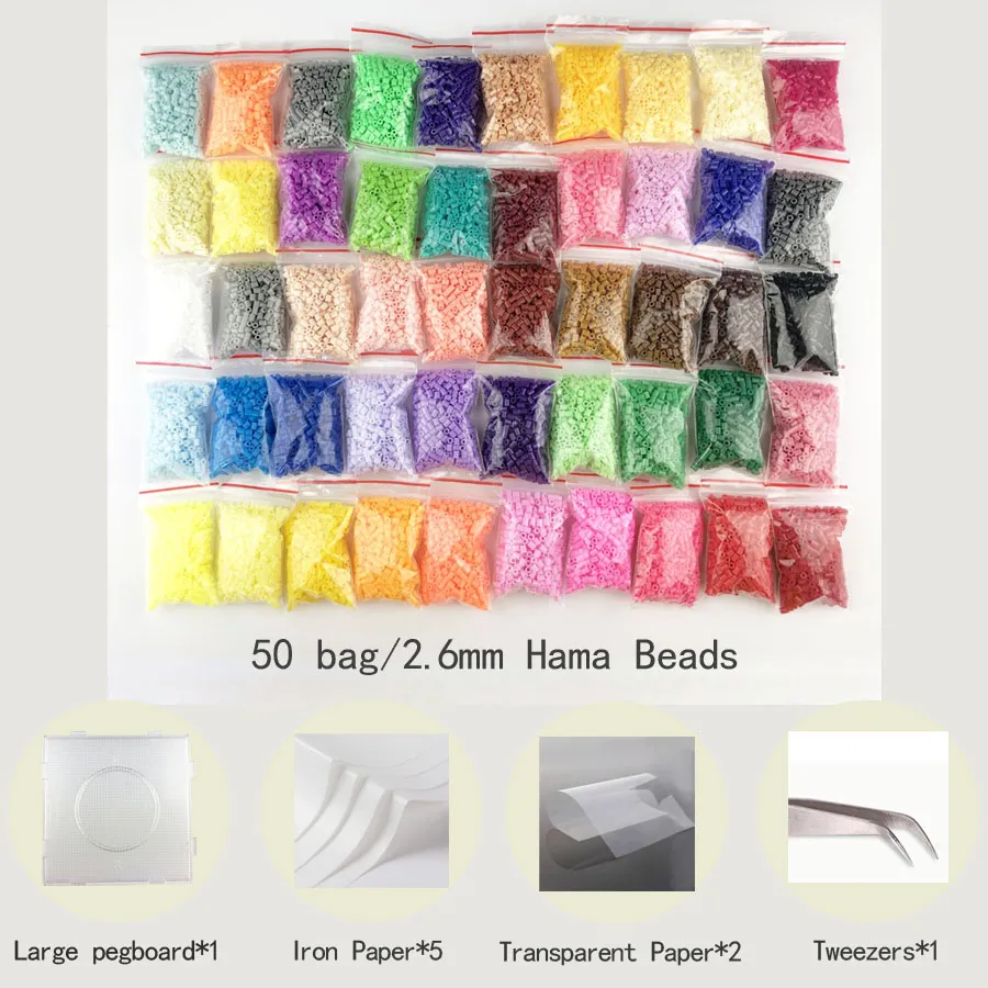 2.6mm Mini Hama Beads 80Colors kits perler PUPUKOU Beads Tool and template  Education Toy Fuse Bead Jigsaw Puzzle 3D For Children