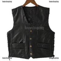 CODDian Zhen LOF Leather Punk Vest Waistcoat Vest Top Motorcycle Jackets Coat Plus Size Black[MY]