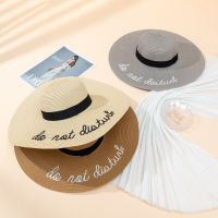 [hot]Summer New Ladies Straw Hat Letter Embroidery BigBrim Outdoor Casual Sunshade Beach Ribbon Natural Papyrus Floppy Hat Party Gift