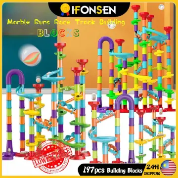 197 Pcs Marble Run Race Set Construction Building Blocks Toy Game Track Kid  Maze