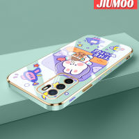 JIUMOO เคสสำหรับ OPPO A16 A16s A54s ลายการ์ตูนน่ารักลายกระต่ายอวกาศใหม่เคสโทรศัพท์ชุบหรูหราบางคลุมทั้งหมดป้องกันเลนส์กล้องลายเคสมือถือซิลิโคนนิ่มเคสกันกระแทก