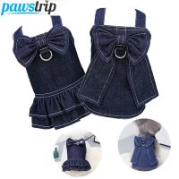 Denim Dog Dress T-Shirt Cute Bow Pet Dog Clothes for Small Dogs Cats Puppy Clothes Skirt Teddy Schnauzer Chihuahua Clothing Dresses