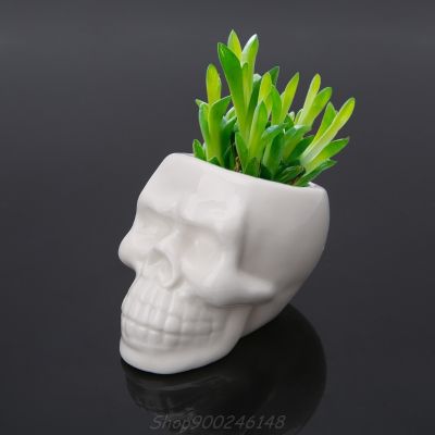 Creative Skull Ceramic Flower Pot Green Succulent Planter Plant Container Decor Jy28 20 Dropship