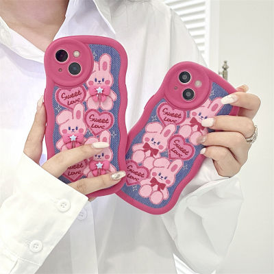 เคส Heart Bow สำหรับ iPhone11 เคส Wave Edge สีชมพูสำหรับ iPhone12ProMax เคสกระต่ายน่ารักสำหรับ iPhone13 Rose เคสซิลิโคนสีแดงสำหรับ iPhone11 เคส Stereo Bow Anti Drop สำหรับ iPhone14 Promax