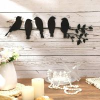 Metal Bird Wall Art 5 Birds on the Branch Wall Decor Leaves with Birds Sculpture