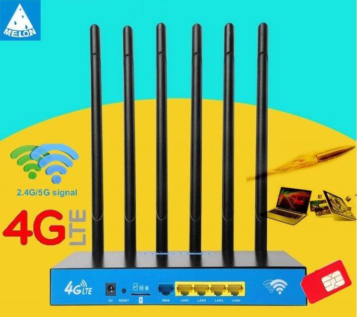 4G Router High-Performance 1200Mbps Dual band 2.4G+5GHz เราเตอร์ 6 เสา ...
