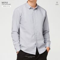 TWENTYSECOND เสื้อเชิ้ตแขนยาว ปกป้านขนาดเล็ก และสาบซ่อนกระดุม รุ่น MINI COLLOAR SHIRT - สีเทา / Grey