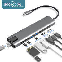 เคส GOOJODOQ USB Hub 8-In-1 8พอร์ต Type-C 3.1ถึง4K HDMI USB C ถึง2พอร์ต USB 3.0 SD / TF เครื่องอ่านการ์ด PD อแดปเตอร์ชาร์จแบตเตอรี่ความเร็วสูง Dock สำหรับ Macbook