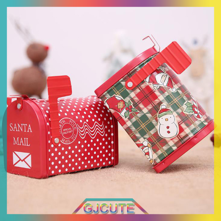 gjcute-กล่องใส่บิสกิตกล่องเหล็กสำหรับใส่ขนมคริสต์มาสกล่องของขวัญดีไซน์กล่องจดหมาย