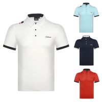 DESCENTE J.L INDEBERG Titleist PEARLYGATES Tetley Golf เครื่องแต่งกายเสื้อผ้าผู้ชายระบายอากาศแขนสั้นเสื้อยืดเคลื่อนไหวแห้งเร็วดูดซับเหงื่อเสื้อโปโล