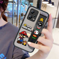 Jizetin Xiaomi Redmi โน๊ต12 5G X5 Xiaomi Poco 5G (มีสายรัดข้อมือ) กันกระแทกด้านหลังการ์ตูน Super Mario Bros Gam เคสใส่โทรศัพท์ขอบนุ่มปกป้องเลนส์เต็มเคสโทรศัพท์บางพิเศษ