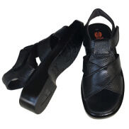 Dép sandal nam da bò cao cấp màu đế cao 5cm màu đen đế PU siêu nhẹ không