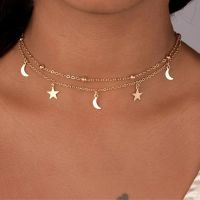 【DT】hot！ Dainty Gold Color Star Necklace Layer Beads Tassel Clavicle Chain Choker for Boho Jewelry