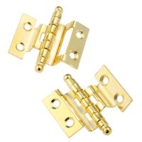 2pcs/set Hinges Double Folded Crown Hinge 40mm 8 Holes Gold Round Bead Head w/screws Cabinet Door Decor Vintage Wood Jewelry Box