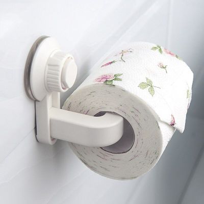 Kitchen Bathroom Toilet Paper Holder  Uper Storage Suction Cup Wall Mount Removable Rack For Placing Rolls or Hanging Towels Bathroom Counter Storage