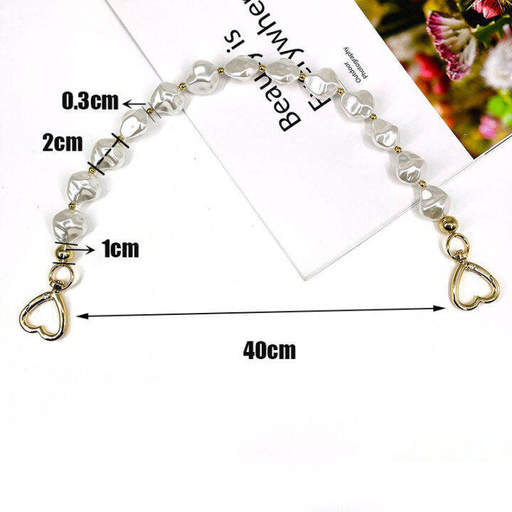 love-chain-pearl-chain-luggage-accessories-short-luggage-chain-irregular-pearl-chain-metal-chain-metal-hook-chain