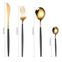 24Pcs Upscale Gold Dinnerware Set Stainless Steel Tableware Set Knife Fork Coffee Spoon Flatware Set Dishwasher Safe Cutlery Set