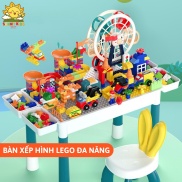 Bộ bàn xếp hình lego đa năng tặng kèm ghế tai thỏ, kích thước bàn lớn