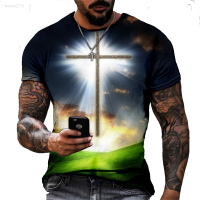 2023 NEW Mens Large Retro Style 3d Jesus Christ Print Short Sleeve T-shirt brand new T-shirt